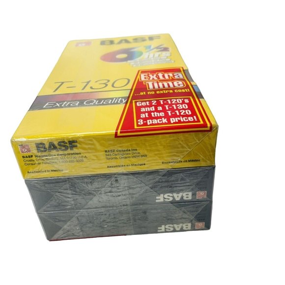 BASF VHS Blank Tapes 3 Pack BASF 1  T-130 6.5 Hour & 2 T-120 6 Hour Extra Time - Picture 6 of 9